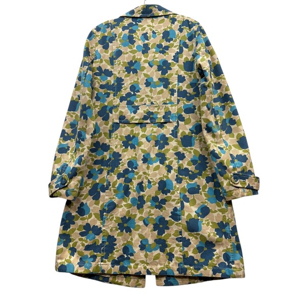 Old Navy Floral Trench Coat - Blue and Green - Picture 2 of 10